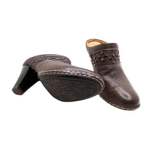Eurosoft by Sofft Women's Brown Studded Leather Mules / Clogs, 3.5" Heel - Picture 6 of 6
